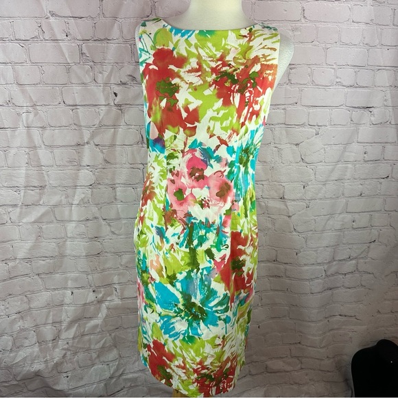 Leslie Fay Dresses & Skirts - Leslie Fay Floral sleeveless sheath pencil Dress sz 6 coastal beach tropical